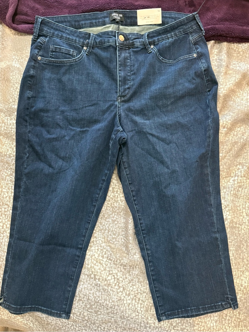NYDJ Dark Blue Relaxed Fit Cropped Jeans